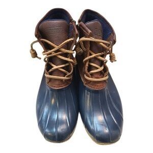 Sperry Saltwater Duck Boots Blue and Brown Size 5M